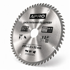  Диск пильний по дереву 210 × 1,2 × 32/30 мм 60 зубців Apro