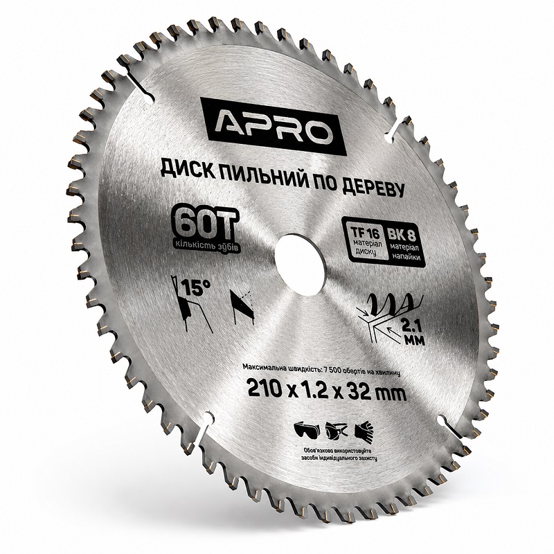  Диск пильний по дереву 210 × 1,2 × 32/30 мм 60 зубців Apro