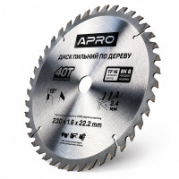 Диск пильный по дереву 230 × 1,6 × 22,2 мм 40 зубцов Apro