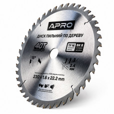  Диск пильний по дереву 230 × 1,6 × 22,2 мм 40 зубців Apro