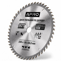  Диск пильний по дереву 230 × 1,6 × 22,2 мм 60 зубців Apro