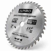  Диск пильний по дереву 230 × 1,4 × 32/30 мм 40 зубців Apro