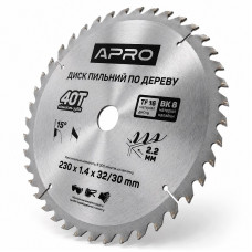  Диск пильний по дереву 230 × 1,4 × 32/30 мм 40 зубців Apro