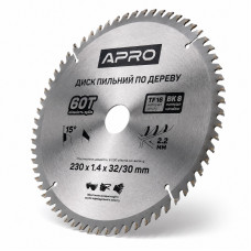  Диск пильний по дереву 230 × 1,4 × 32/30 мм 60 зубців Apro