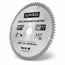  Диск пильний по дереву 230 × 1,4 × 32/30 мм 80 зубців Apro