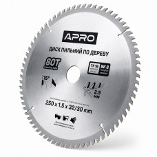  Диск пильний по дереву 250 × 1,5 × 32/30 мм 80 зубців Apro