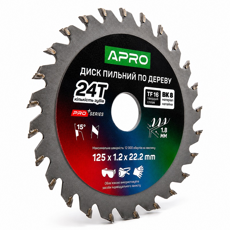  Диск пильний по дереву 125 × 1,2 × 22,2 мм 24 зуби Apro Pro