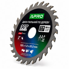  Диск пильний по дереву 125 × 1,2 × 22,2 мм 30 зубців Apro Pro