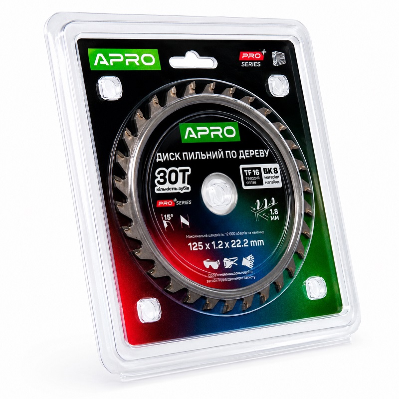  Диск пильний по дереву 125 × 1,2 × 22,2 мм 30 зубців Apro Pro