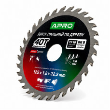  Диск пильний по дереву 125 × 1,2 × 22,2 мм 40 зуби Apro Pro