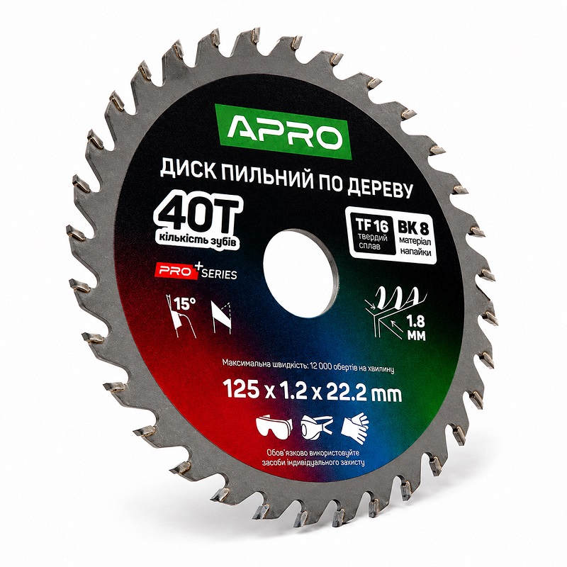  Диск пильний по дереву 125 × 1,2 × 22,2 мм 40 зуби Apro Pro