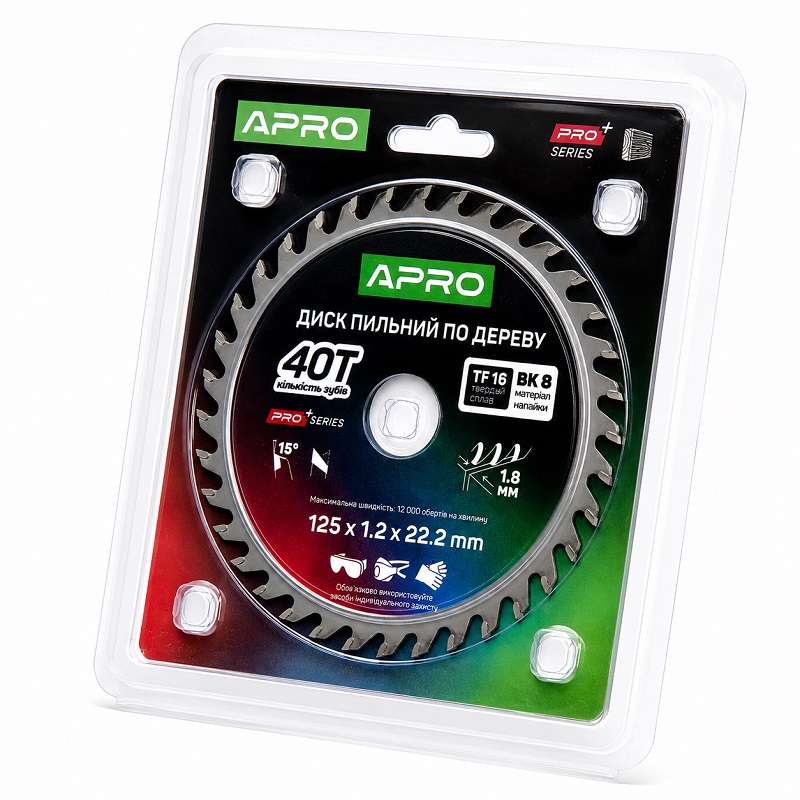  Диск пильний по дереву 125 × 1,2 × 22,2 мм 40 зуби Apro Pro