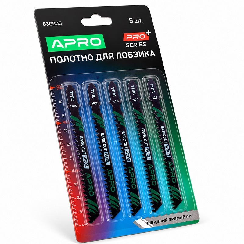 Пилка для електролобзика 100 мм T111C Apro Pro (швидкий прямий різ), 5 штук в упаковці