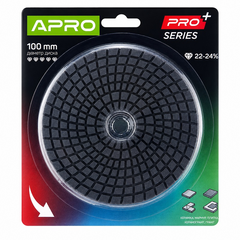 Круг алмазный шлифовальный P100 100 мм на липучке Apro Pro