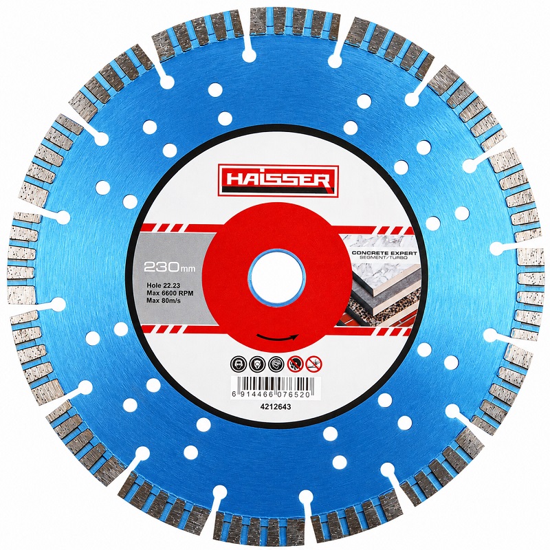 Диск алмазный отрезной сегментный 230 × 3 × 22,2 мм Haisser Concrete Expert