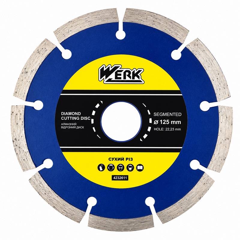 Диск алмазный отрезной сегментный 125 × 7 × 22,2 мм Werk Segment