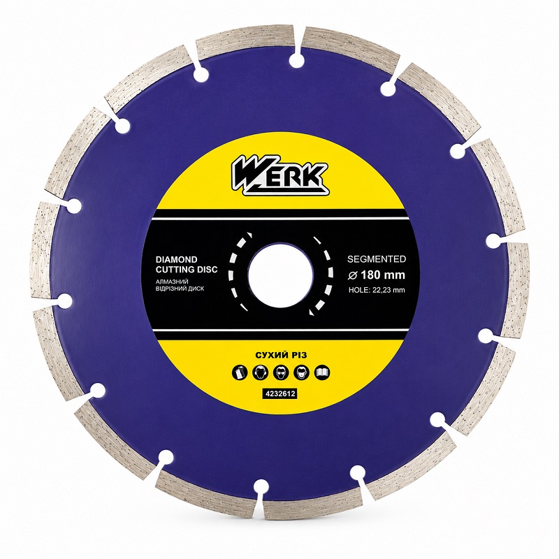 Диск алмазный отрезной сегментный 180 × 7 × 22,2 мм Werk Segment