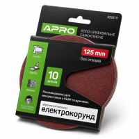 Круг шлифовальный на липучке P120 125 мм без отверстий Apro, 10 штук