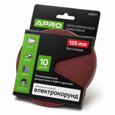 Круг шліфувальний на липучці P360 125 мм без отворів Apro, 10 штук