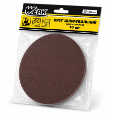 Круг шліфувальний на липучці P180 125 мм без отворів Werk, 10 штук