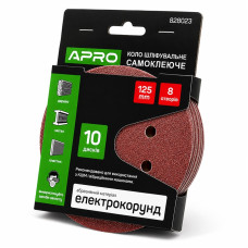Круг шлифовальный на липучке P320 125 мм 8 отверстий Apro, 10 штук